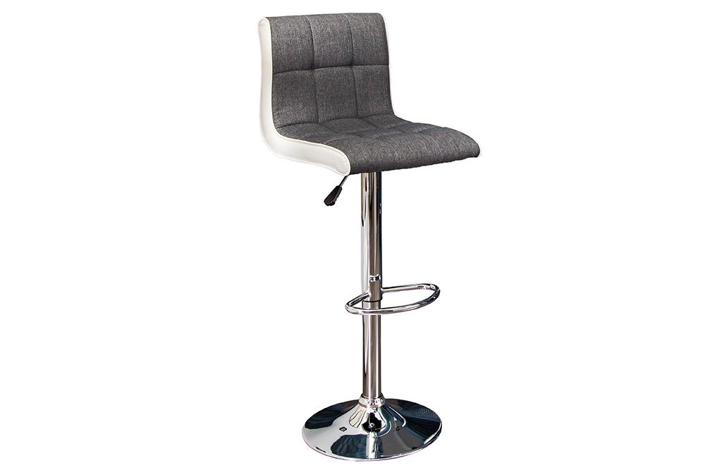 riess-ambiente Barhocker MODENA grau/weiß/silber - Strukturstoff, Kunstleder, mit Lehne, 360° drehbar, höhenverstellbar, Chrom – Bild 2 von 5