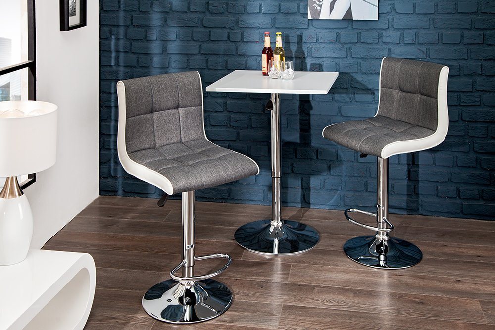 riess-ambiente Barhocker MODENA grau/weiß/silber - Strukturstoff, Kunstleder, mit Lehne, 360° drehbar, höhenverstellbar, Chrom – Bild 5 von 5
