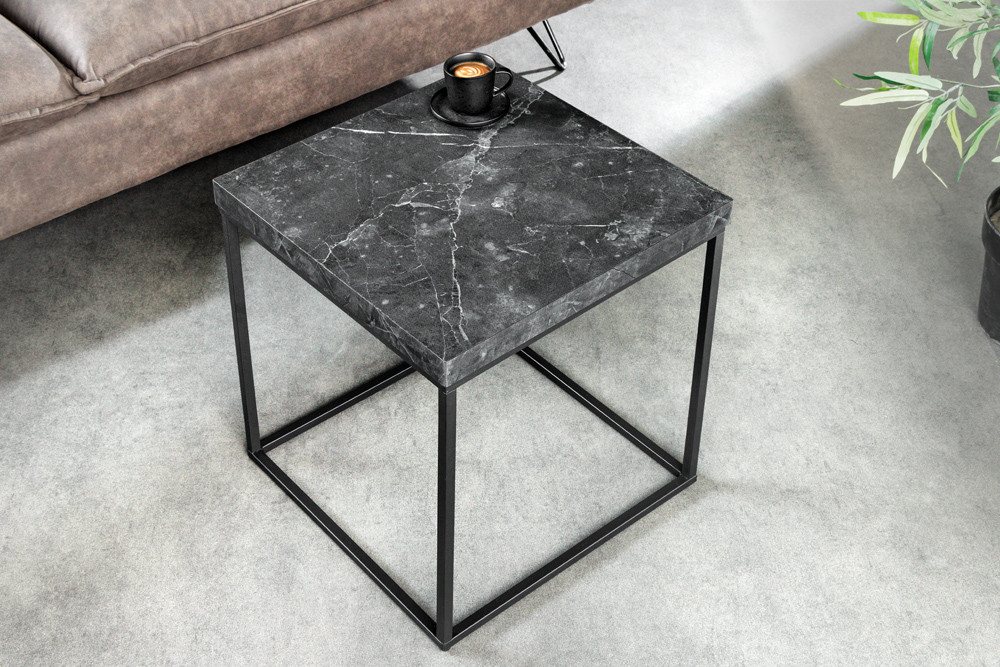 riess-ambiente Beistelltisch ARCHITECTURE 45cm graphit/schwarz – Metallgestell, Marmor-Design (Einzelartikel, 1-St), quadratische Platte & Industrial-Stil – ide – Bild 2 von 5