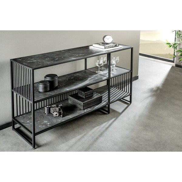 riess-ambiente Bücherregal ARCHITECTURE 120cm graphit · Standregal aus Metall mit 3 Regalböden, Einzelartikel 1-tlg., Wohnzimmer · Marmor-Design · Aufbewahrung 