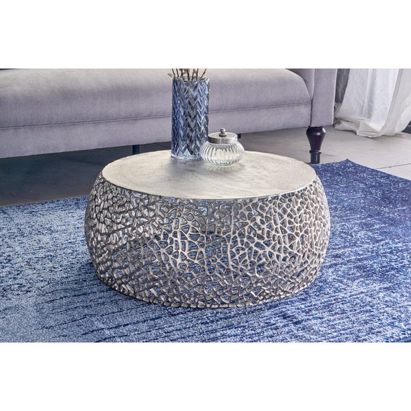 riess-ambiente Couchtisch ABSTRACT LEAF Ø75cm silber antik (Einzelartikel, 1-St), Wohnzimmer · Metall · rund · handmade · Modern Design
