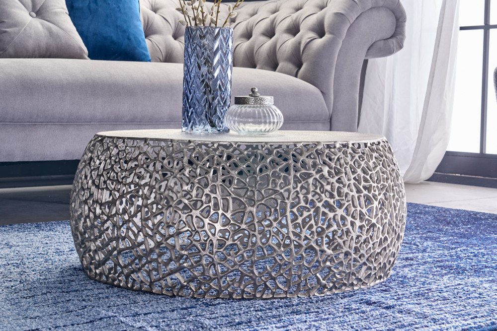 riess-ambiente Couchtisch ABSTRACT LEAF Ø75cm silber antik (Einzelartikel, 1-St), Wohnzimmer · Metall · rund · handmade · Modern Design – Bild 2 von 5
