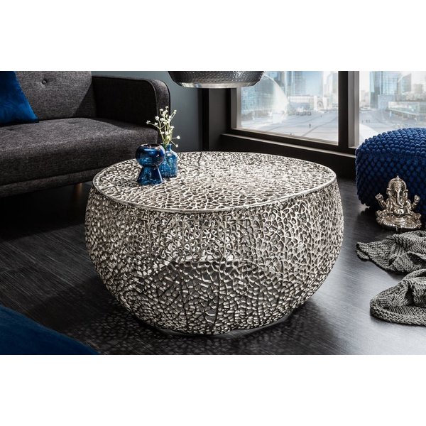 riess-ambiente Couchtisch ABSTRACT LEAF 80cm silber (Einzelartikel, 1-St), Wohnzimmer · Metall · Handarbeit · Modern