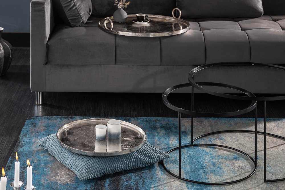 riess-ambiente Couchtisch ELEMENTS Ø65cm silber / schwarz (Set, 2-St), Wohnzimmer · Metall · rund · abnehmbare Tischplatte · Design – Bild 3 von 5