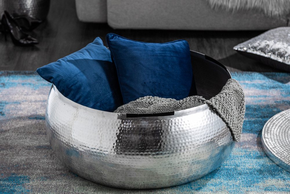 riess-ambiente Couchtisch ORIENT STORAGE Ø70cm silber (Einzelartikel, 1-St), Wohnzimmer · Metall · rund · mit Stauraum · Hammerschlag · handmade – Bild 3 von 5