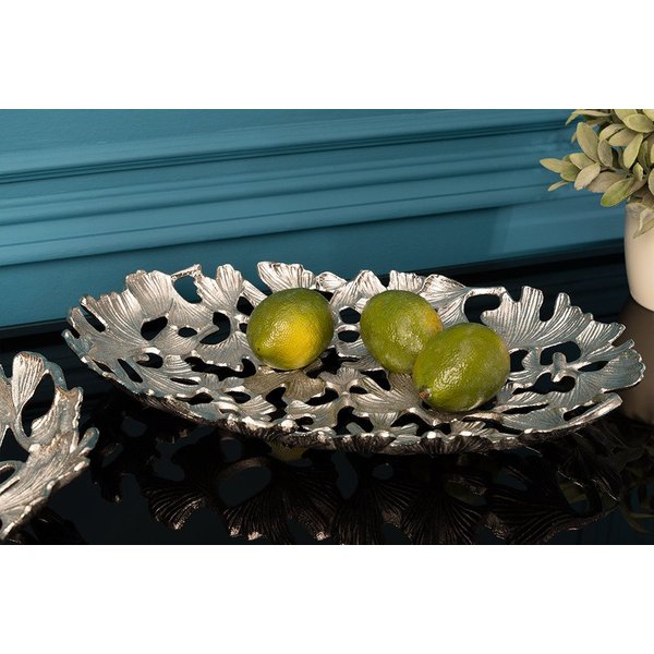 riess-ambiente Dekoschale GINKGO LEAFS 40cm silber (Einzelartikel, 1 St), Wohnzimmer · Schale · Handarbeit · Boho