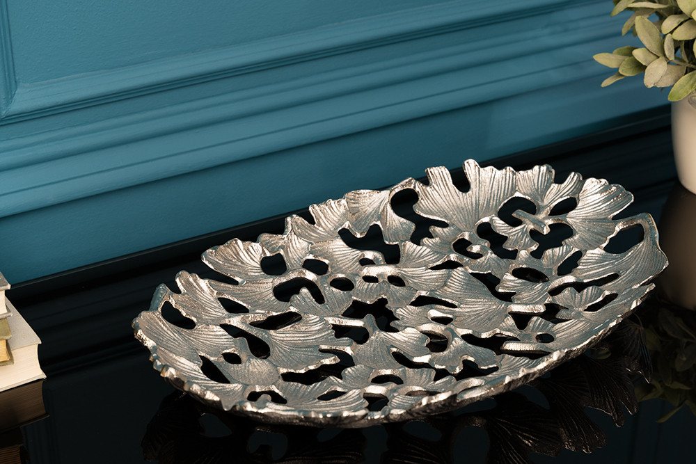 riess-ambiente Dekoschale GINKGO LEAFS 40cm silber (Einzelartikel, 1 St), Wohnzimmer · Schale · Handarbeit · Boho – Bild 3 von 5