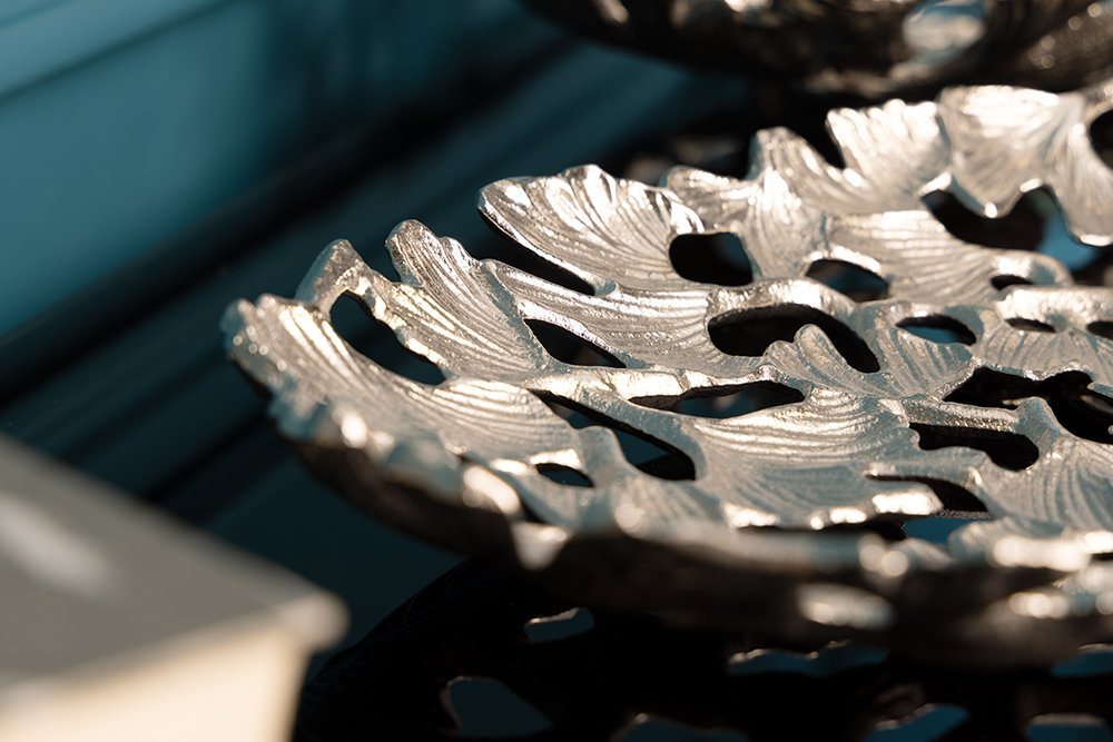 riess-ambiente Dekoschale GINKGO LEAFS 40cm silber (Einzelartikel, 1 St), Wohnzimmer · Schale · Handarbeit · Boho – Bild 4 von 5