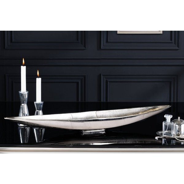 riess-ambiente Dekoschale SILVER LEAF 80cm silber (Einzelartikel, 1 St), Wohnzimmer · Metall · Blatt-Design · Handarbeit · Accessoire