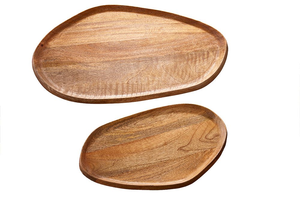 riess-ambiente Dekotablett AMAZONAS 56cm braun - Mango-Massivholz, Unikate, Handarbeit, natural (Set, 2 St), Rundes Ablage-Set - ideal für Wohn- und Esszimmer i – Bild 2 von 5