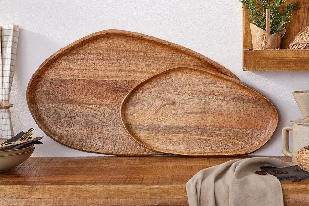 riess-ambiente Dekotablett AMAZONAS 56cm braun - Mango-Massivholz, Unikate, Handarbeit, natural (Set, 2 St), Rundes Ablage-Set - ideal für Wohn- und Esszimmer i – Bild 5 von 5