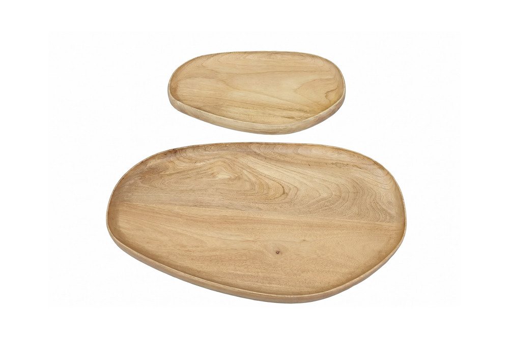 riess-ambiente Dekotablett AMAZONAS 56cm natur - Mango-Massivholz, cream finish, Handarbeit (Set, 2 St), Rundes Ablage-Set - ideal für Wohn- und Esszimmer im Ur – Bild 2 von 5
