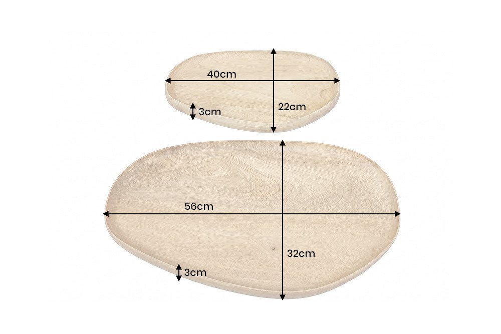 riess-ambiente Dekotablett AMAZONAS 56cm natur - Mango-Massivholz, cream finish, Handarbeit (Set, 2 St), Rundes Ablage-Set - ideal für Wohn- und Esszimmer im Ur – Bild 3 von 5
