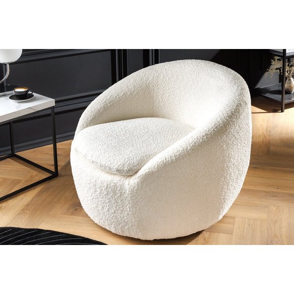 riess-ambiente Drehsessel ALPINE weiß (Einzelartikel, 1-St), Wohnzimmer · Bouclé · Teddy-Plüsch-Stoff · 360° drehbar · mit Armlehne