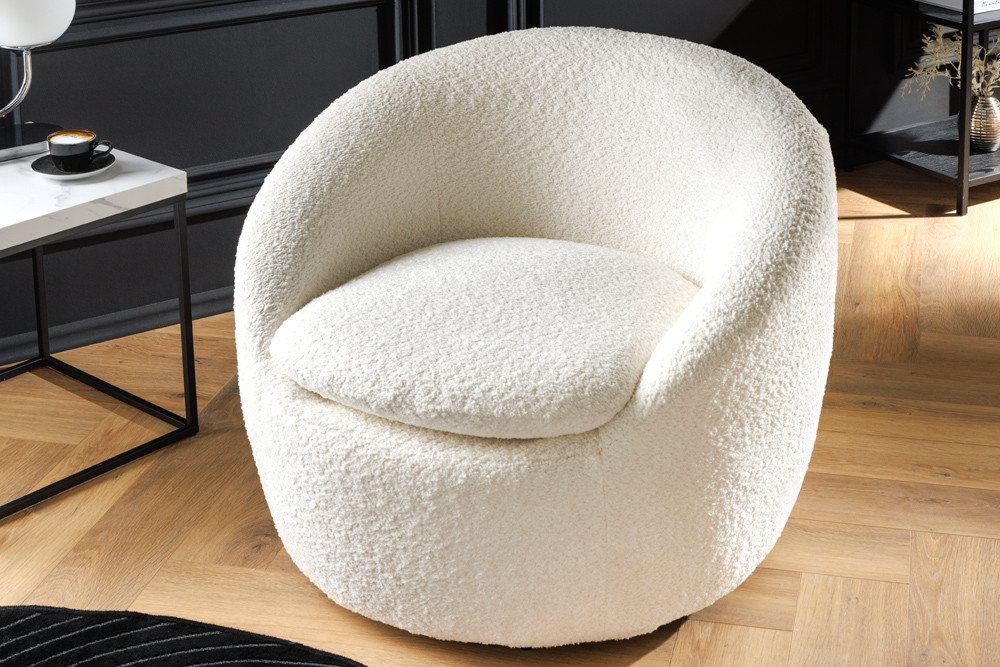 riess-ambiente Drehsessel ALPINE weiß (Einzelartikel, 1-St), Wohnzimmer · Bouclé · Teddy-Plüsch-Stoff · 360° drehbar · mit Armlehne – Bild 2 von 5