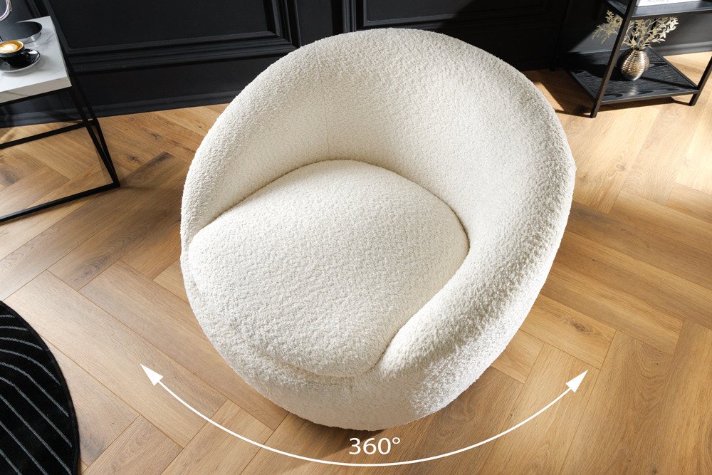 riess-ambiente Drehsessel ALPINE weiß (Einzelartikel, 1-St), Wohnzimmer · Bouclé · Teddy-Plüsch-Stoff · 360° drehbar · mit Armlehne – Bild 3 von 5