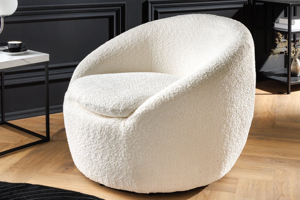 riess-ambiente Drehsessel ALPINE weiß (Einzelartikel, 1-St), Wohnzimmer · Bouclé · Teddy-Plüsch-Stoff · 360° drehbar · mit Armlehne – Bild 4 von 5