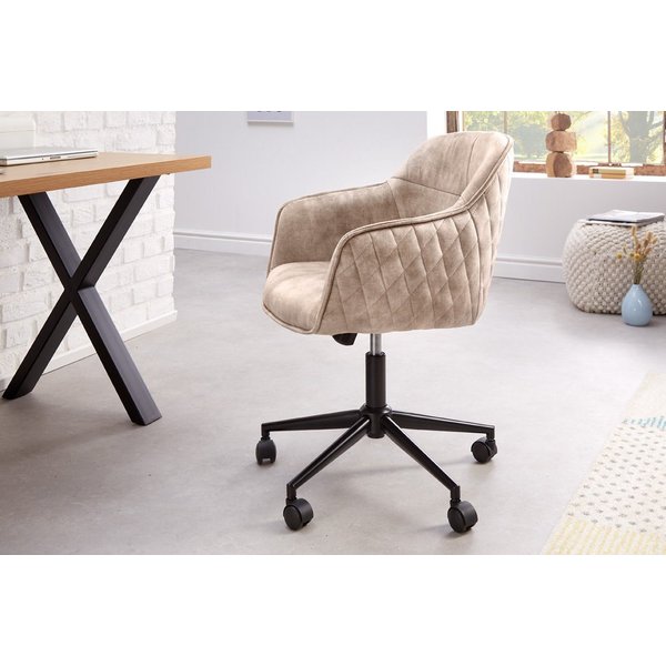 riess-ambiente Drehstuhl EUPHORIA champagner greige, Büro · Samt · Metall · höhenverstellbar · mit Armlehne · Home Office