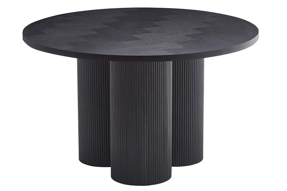 riess-ambiente Esstisch BABYLON 120cm schwarz - Eiche-Echtholzfurnier, MDF, Säulenfüße, rund (Einzelartikel, 1-St), Moderner Wohnzimmertisch mit dunklem Finish  – Bild 2 von 5