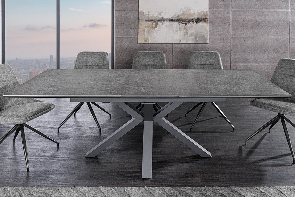 riess-ambiente Esstisch ETERNITY 160-200cm graphit grau/schwarz – Keramikplatte, Metallgestell (Einzelartikel, 1-St), Sterngestell & ausziehbar für Flexibilität – Bild 2 von 5