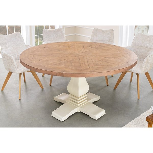 riess-ambiente Esstisch HAMPTONS 140cm hellbraun / creme - recycelte Pinie, Massivholz, rund (Einzelartikel, 1-St), Esstisch mit 6 Sitzplätzen - ideal für Küche