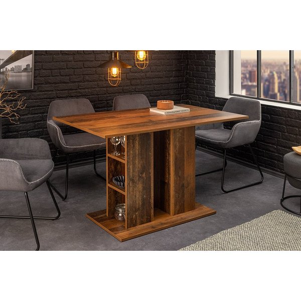 riess-ambiente Esstisch MODENA 110cm natur · Tisch mit Stauraum im Säulenfuß und Bodenplatte (Einzelartikel), Esszimmer · Altholz-Optik · 6 Personen · Küche · I