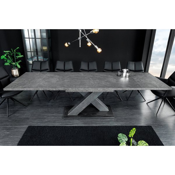 riess-ambiente Esstisch MONTREAL 180-280cm grau/graphit - Keramik-Optik, ausziehbar, X-Gestell (Einzelartikel, 1-St), Industrial Look für Esszimmer & Konferenzr
