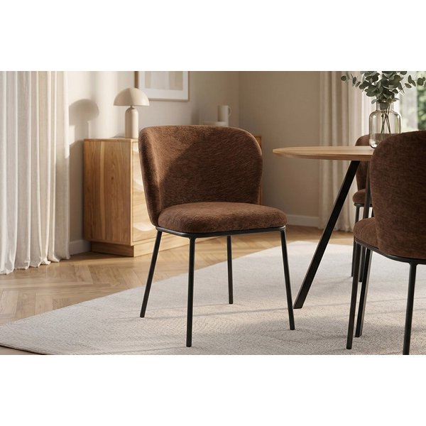 riess-ambiente Esszimmerstuhl LYON braun - Chenille, Metall, Sitzschale, Komfort, dezent, scandi (Einzelartikel, 1 St), Retro trifft Modern - ideal für Wohn- un