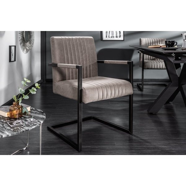 riess-ambiente Freischwinger BIG ASTON taupe – Microfaser, Taschenfederkern, Eisengestell, inkl. Armlehne für hohen Sitzkomfort – ideal für Deinen Loft-Style