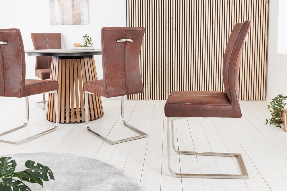 riess-ambiente Freischwinger SAMSON dark coffee / silber (Einzelartikel, 1 St), Esszimmer · Microfaser · Edelstahl · Industrial Design – Bild 3 von 5