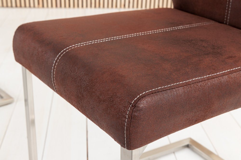 riess-ambiente Freischwinger SAMSON dark coffee / silber (Einzelartikel, 1 St), Esszimmer · Microfaser · Edelstahl · Industrial Design – Bild 5 von 5
