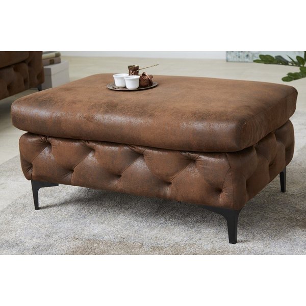 riess-ambiente Fußhocker MODERN BAROCK 92cm antik braun / schwarz · Fußhocker mit Ziersteppung (Einzelartikel, 1 St), Wohnzimmer-Hocker aus Microfaser im Retro-