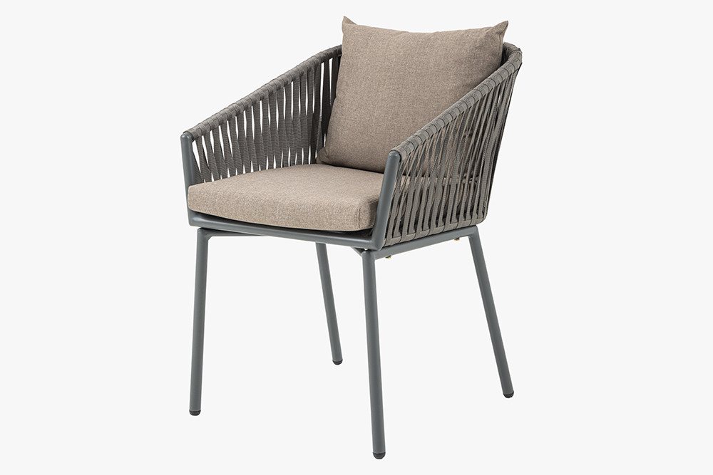 riess-ambiente Gartensessel ROPE hell anthrazit - Stoff, Aluminium, In- und Outdoor, inkl. Kissen (Einzelartikel, 1-St), Moderner Gartenstuhl mit Armlehnen - id – Bild 2 von 5