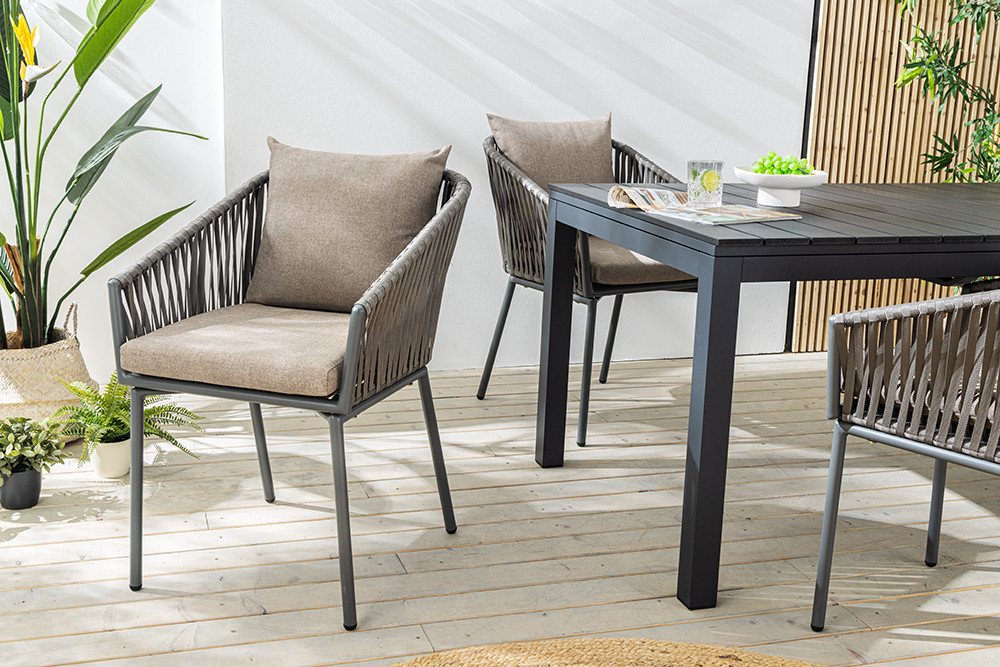 riess-ambiente Gartensessel ROPE hell anthrazit - Stoff, Aluminium, In- und Outdoor, inkl. Kissen (Einzelartikel, 1-St), Moderner Gartenstuhl mit Armlehnen - id – Bild 3 von 5