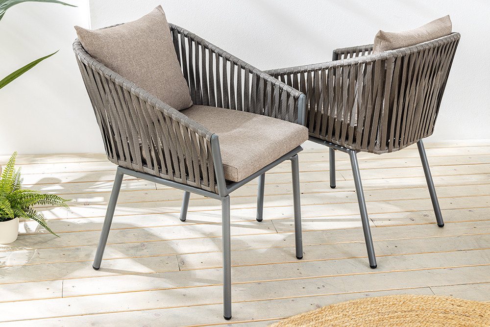 riess-ambiente Gartensessel ROPE hell anthrazit - Stoff, Aluminium, In- und Outdoor, inkl. Kissen (Einzelartikel, 1-St), Moderner Gartenstuhl mit Armlehnen - id – Bild 4 von 5