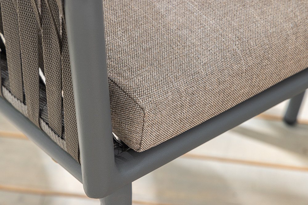riess-ambiente Gartensessel ROPE hell anthrazit - Stoff, Aluminium, In- und Outdoor, inkl. Kissen (Einzelartikel, 1-St), Moderner Gartenstuhl mit Armlehnen - id – Bild 5 von 5