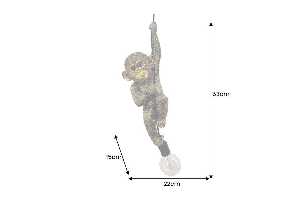 riess-ambiente Hängeleuchte MONKEY 55cm gold - Affe, Skulptur, handgefertigt, exotisch, Dschungel, keine besonderen Funktionen, ohne Leuchtmittel, Tierische Pen – Bild 3 von 5