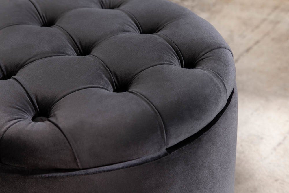 riess-ambiente Hocker MODERN BAROCK 50cm schwarz, Wohnzimmer · Samt · mit Stauraum · Aufbewahrungkorb – Bild 5 von 5