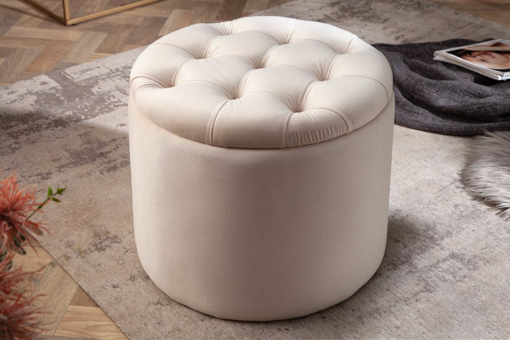 riess-ambiente Hocker MODERN BAROCK champagner, Wohnzimmer · Samt · mit Stauraum · Aufbewahrungkorb – Bild 3 von 5