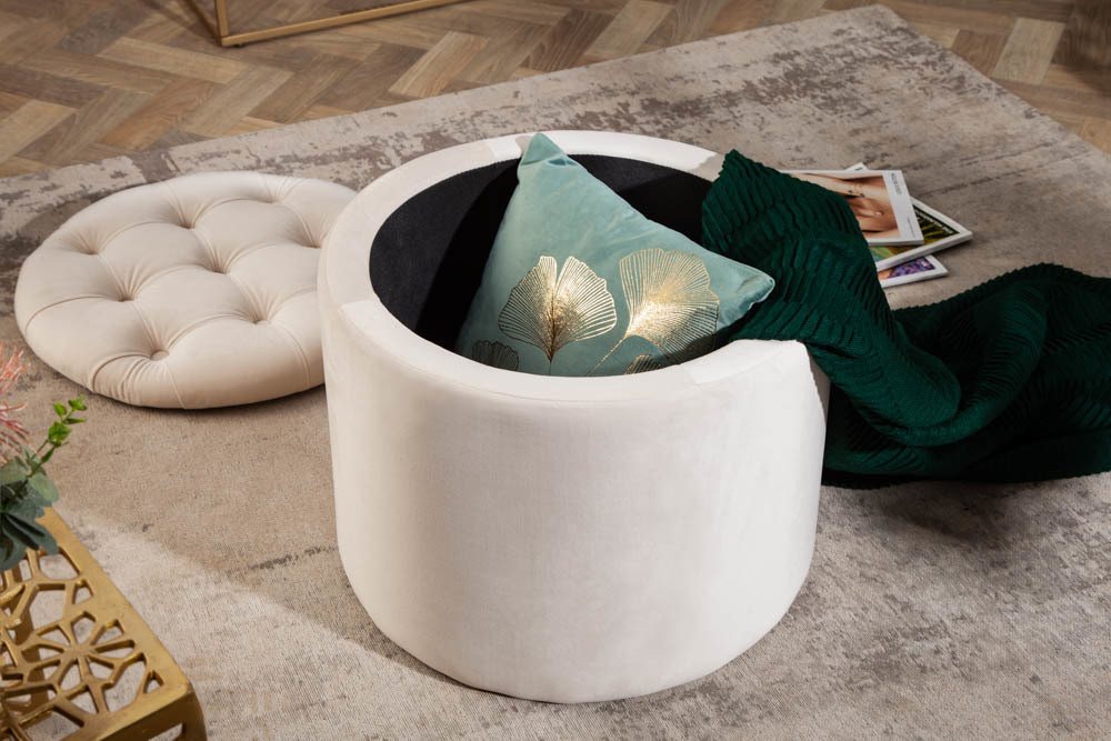 riess-ambiente Hocker MODERN BAROCK champagner, Wohnzimmer · Samt · mit Stauraum · Aufbewahrungkorb – Bild 4 von 5