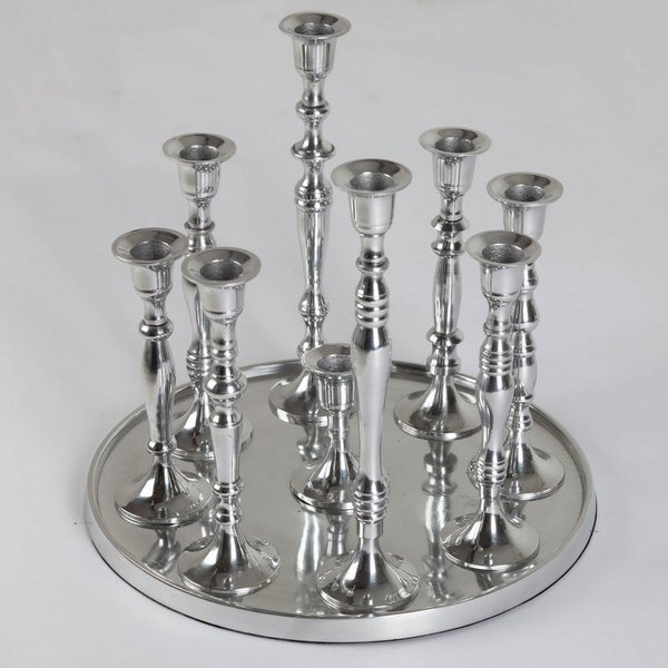 riess-ambiente Kerzenständer MODERN BAROCK 25cm silber, Metall · Kerzenhalter · Deko · Barock-Design