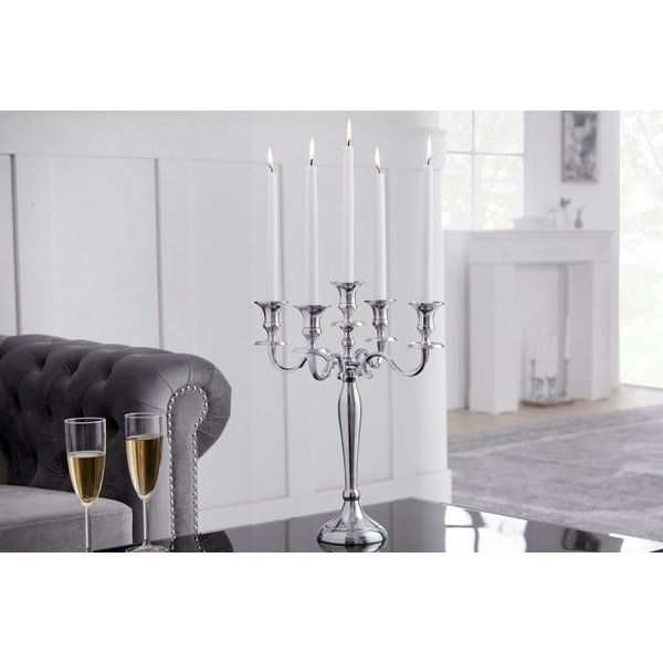 riess-ambiente Kerzenständer MODERN BAROCK 41cm silber, Metall · Kerzenhalter · Deko · Barock-Design