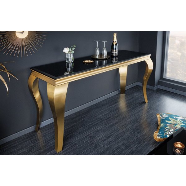 riess-ambiente Konsolentisch MODERN BAROCK 145cm schwarz / gold (Einzelartikel, 1-St), Flur · Opalglas · Edelstahl · eckig
