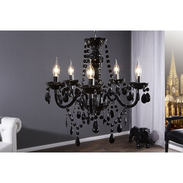 riess-ambiente Kronleuchter BLACK CRYSTAL 55cm schwarz, ohne Leuchtmittel, Hängelampe · Wohnzimmer · Acryl · Schlafzimmer · Barock Design