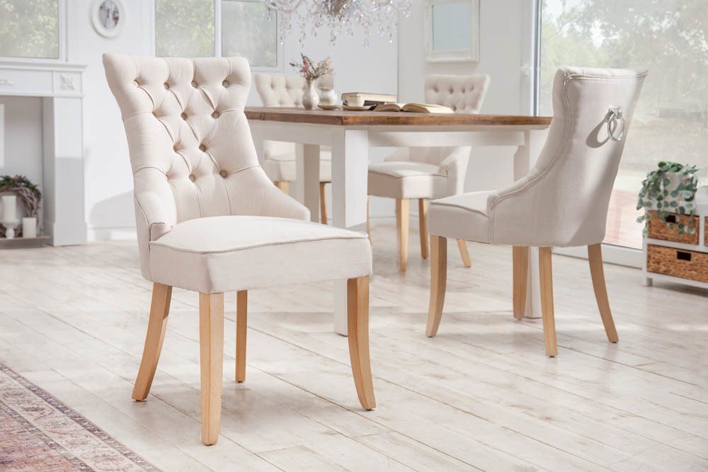 riess-ambiente Polsterstuhl CASTLE beige, Esszimmer · Leinen · Holz · Landhaus – Bild 3 von 5