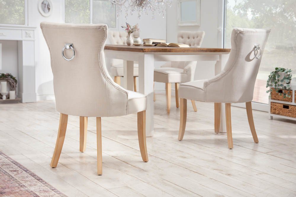 riess-ambiente Polsterstuhl CASTLE beige, Esszimmer · Leinen · Holz · Landhaus – Bild 4 von 5