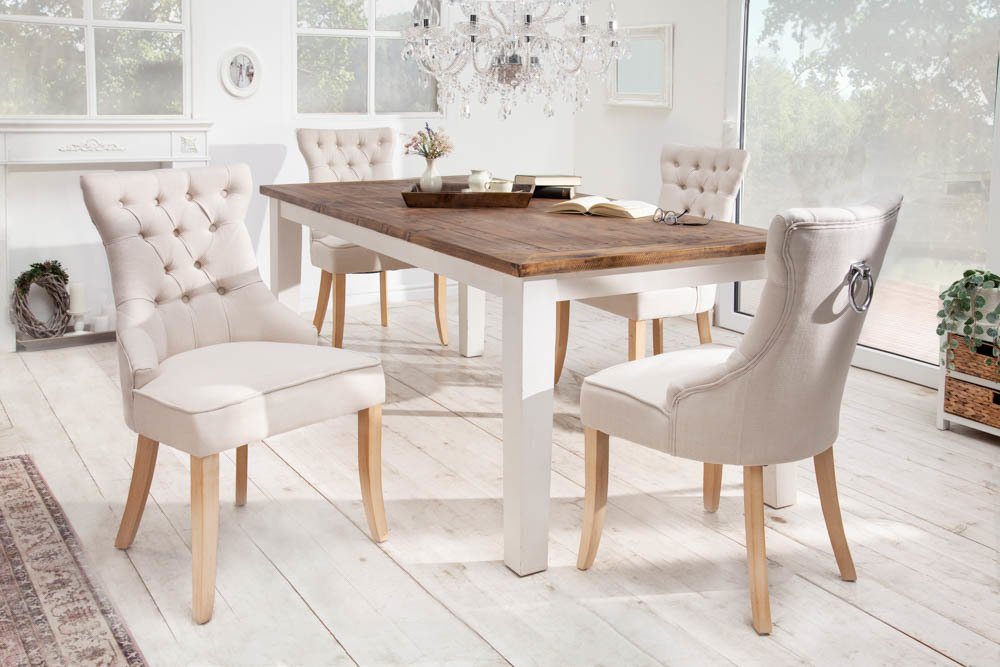 riess-ambiente Polsterstuhl CASTLE beige, Esszimmer · Leinen · Holz · Landhaus – Bild 5 von 5