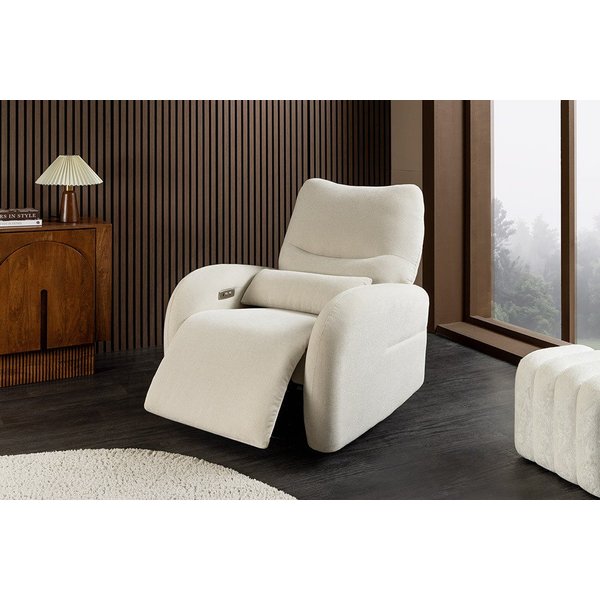 riess-ambiente Relaxsessel PRIORITY beige/schwarz - Strukturstoff, Metall, Relaxfunktion, Kissen (Einzelartikel, 1-St), Kinosessel 360° drehbar & USB-Anschluss 