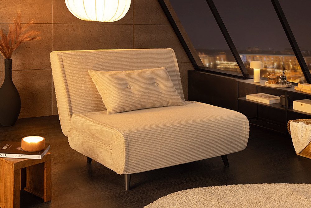 riess-ambiente Relaxsessel SMART MULTIFUNCTION 100cm beige - Cord, Bettfunktion, mit Kissen (Einzelartikel, 1-St), ausziehbare Schlafgelegenheit - ideal für Woh – Bild 2 von 5