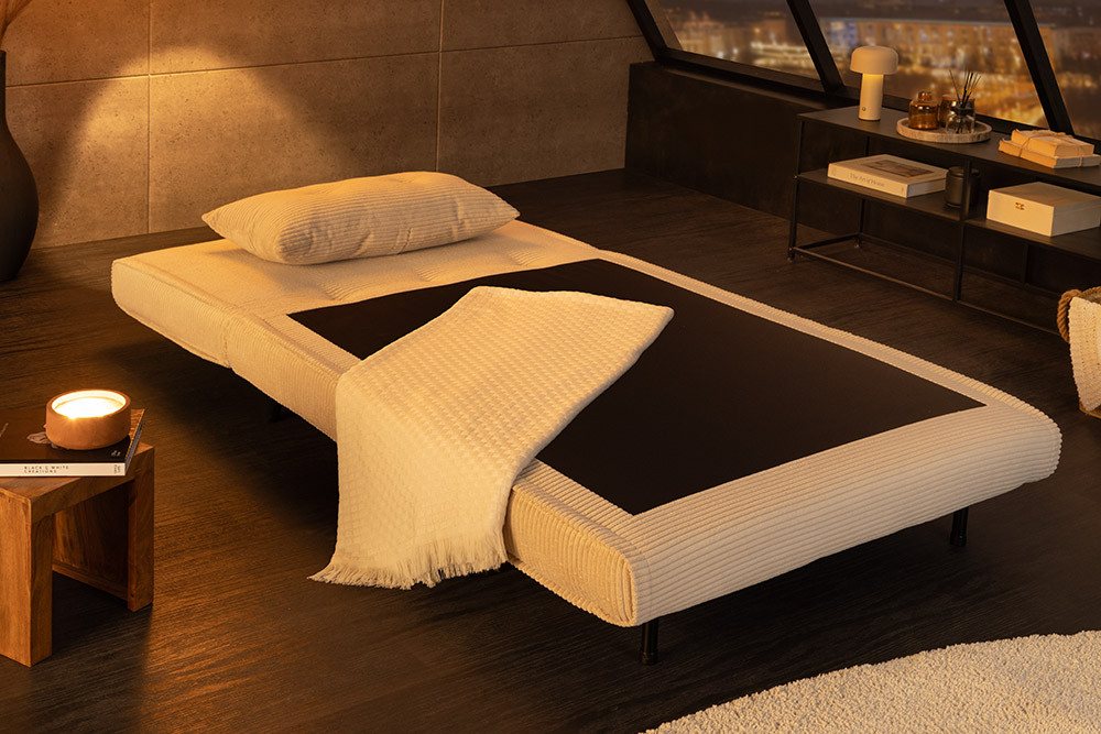 riess-ambiente Relaxsessel SMART MULTIFUNCTION 100cm beige - Cord, Bettfunktion, mit Kissen (Einzelartikel, 1-St), ausziehbare Schlafgelegenheit - ideal für Woh – Bild 3 von 5